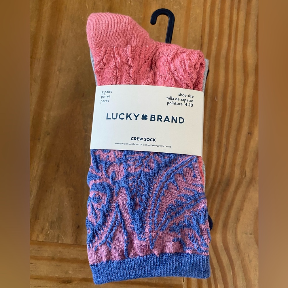 New Lucky Brand Set of 5 pairs of socks of Crew Socks NWT